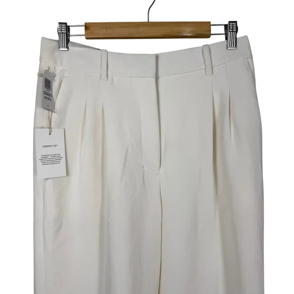 Aritzia Wide Leg Cropped Linen Pants in Light Beige
